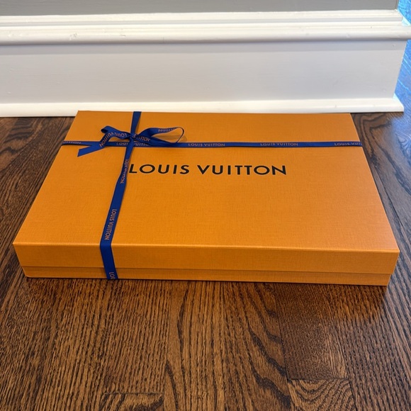 Louis Vuitton Gold Orange Blue Empty Shirt Gift Box Ribbon with Tissue Paper - Picture 3 of 13